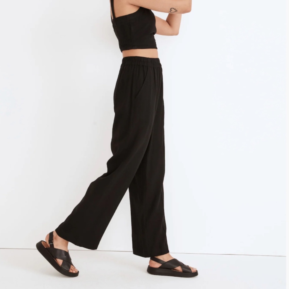 Madewell Breezewoven Pull On High Rise Loose Linen Blend Ankle Pants Size Large